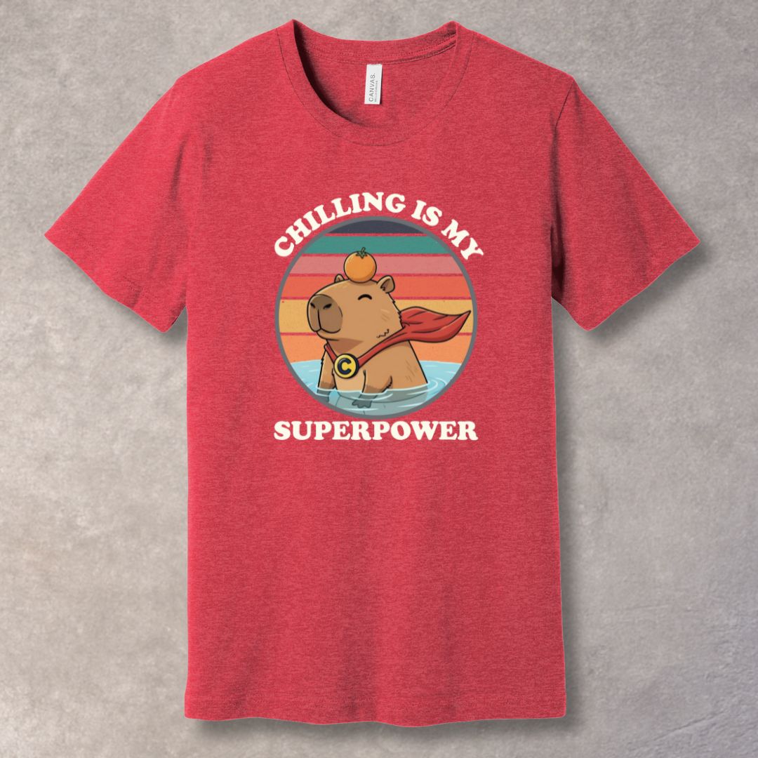 Chilling Is My Superpower T-Shirt – Funny Capybara Retro Sunset Graphic Tee