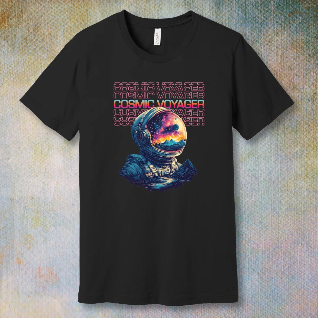 Cosmic Voyager – Astronaut Galaxy Reflection T-Shirt