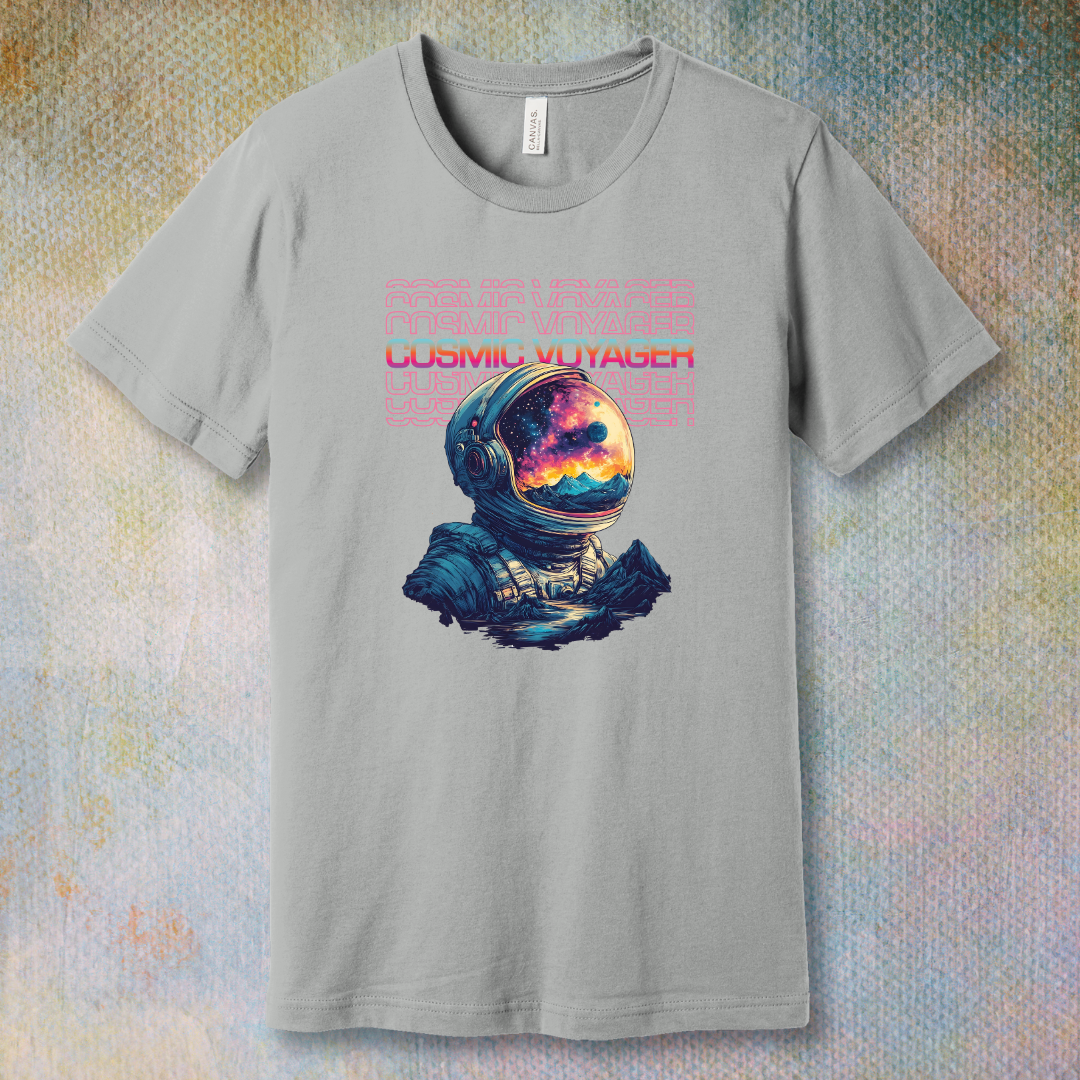 Cosmic Voyager – Astronaut Galaxy Reflection T-Shirt