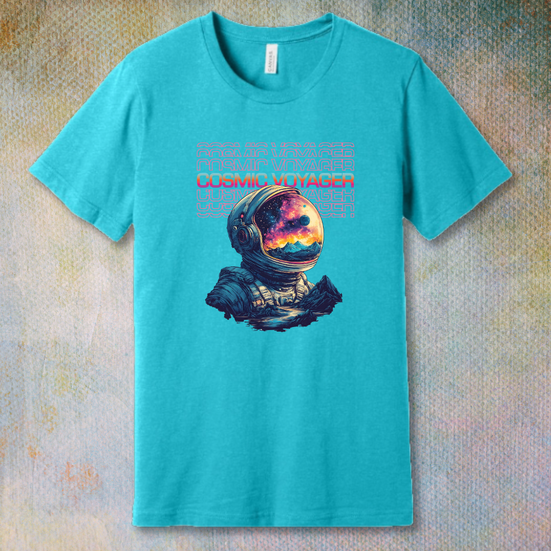 Cosmic Voyager – Astronaut Galaxy Reflection T-Shirt