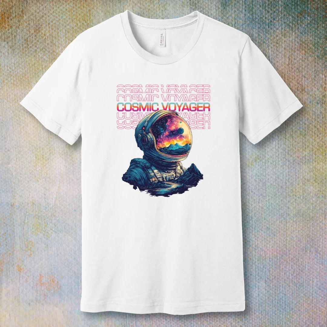 Cosmic Voyager – Astronaut Galaxy Reflection T-Shirt