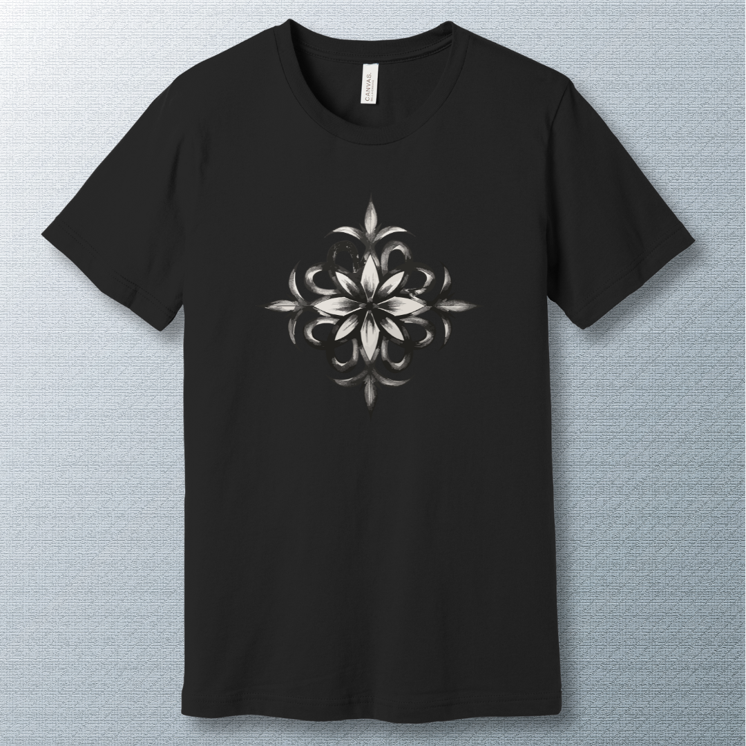 Grey scale flower symbol - T-shirt