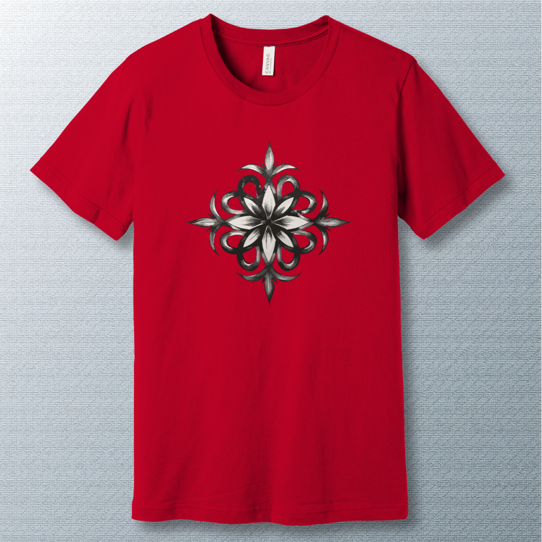 Grey scale flower symbol - T-shirt
