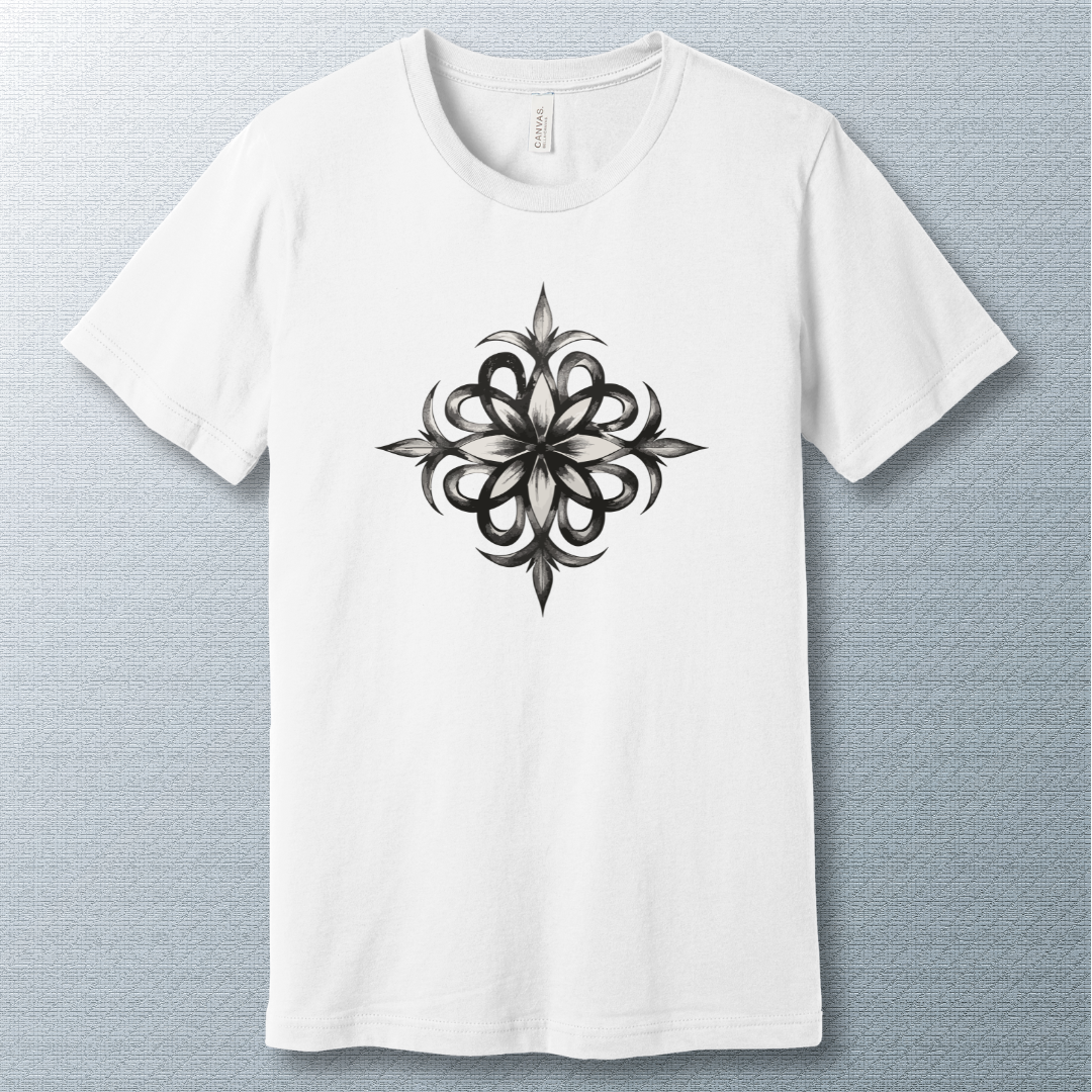 Grey scale flower symbol - T-shirt