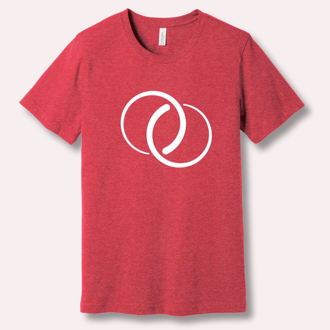 Intertwined rings minimalist love symbol - Heather Red T-shirt for Valentine’s Day