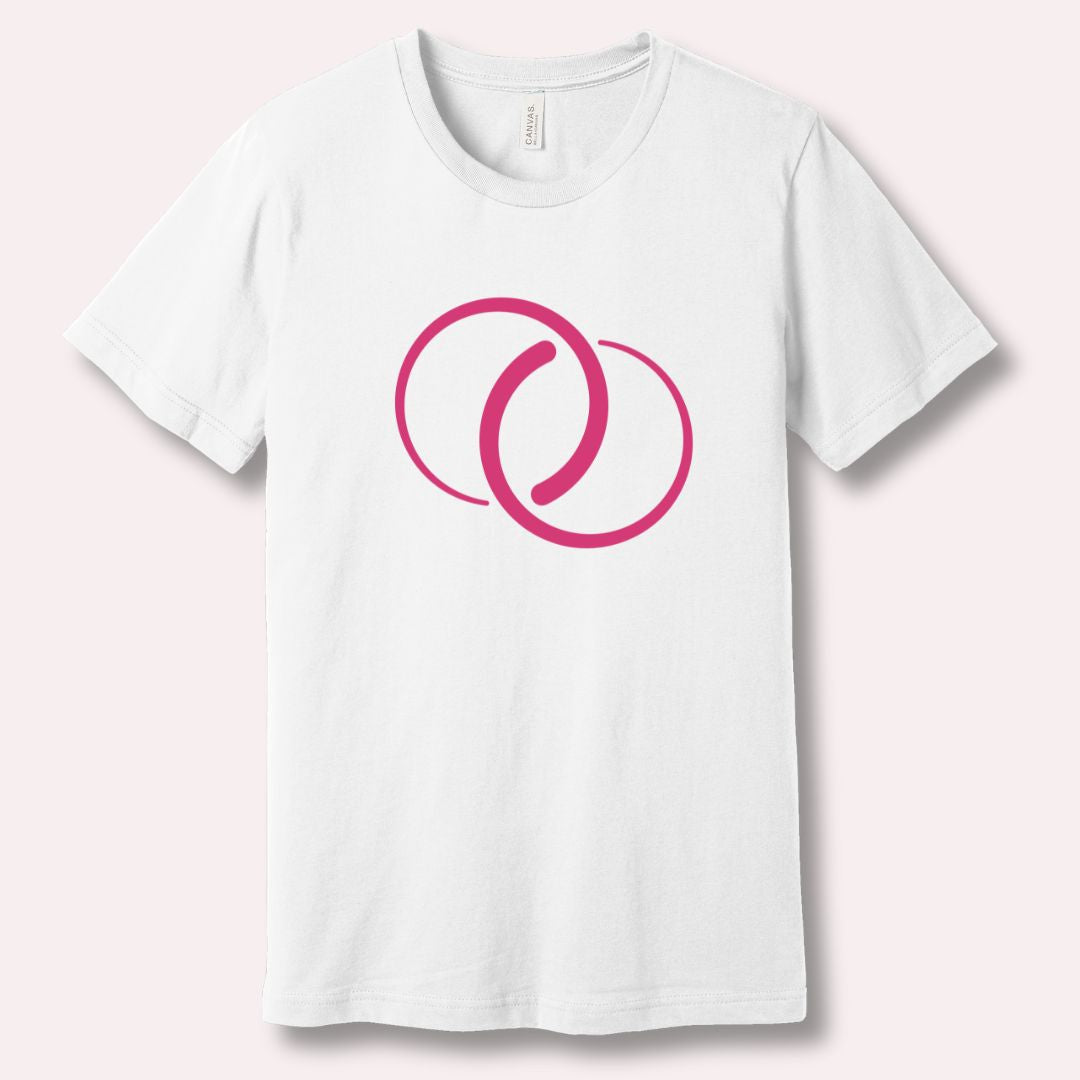 Intertwined rings minimalist love symbol - White T-shirt for Valentine’s Day