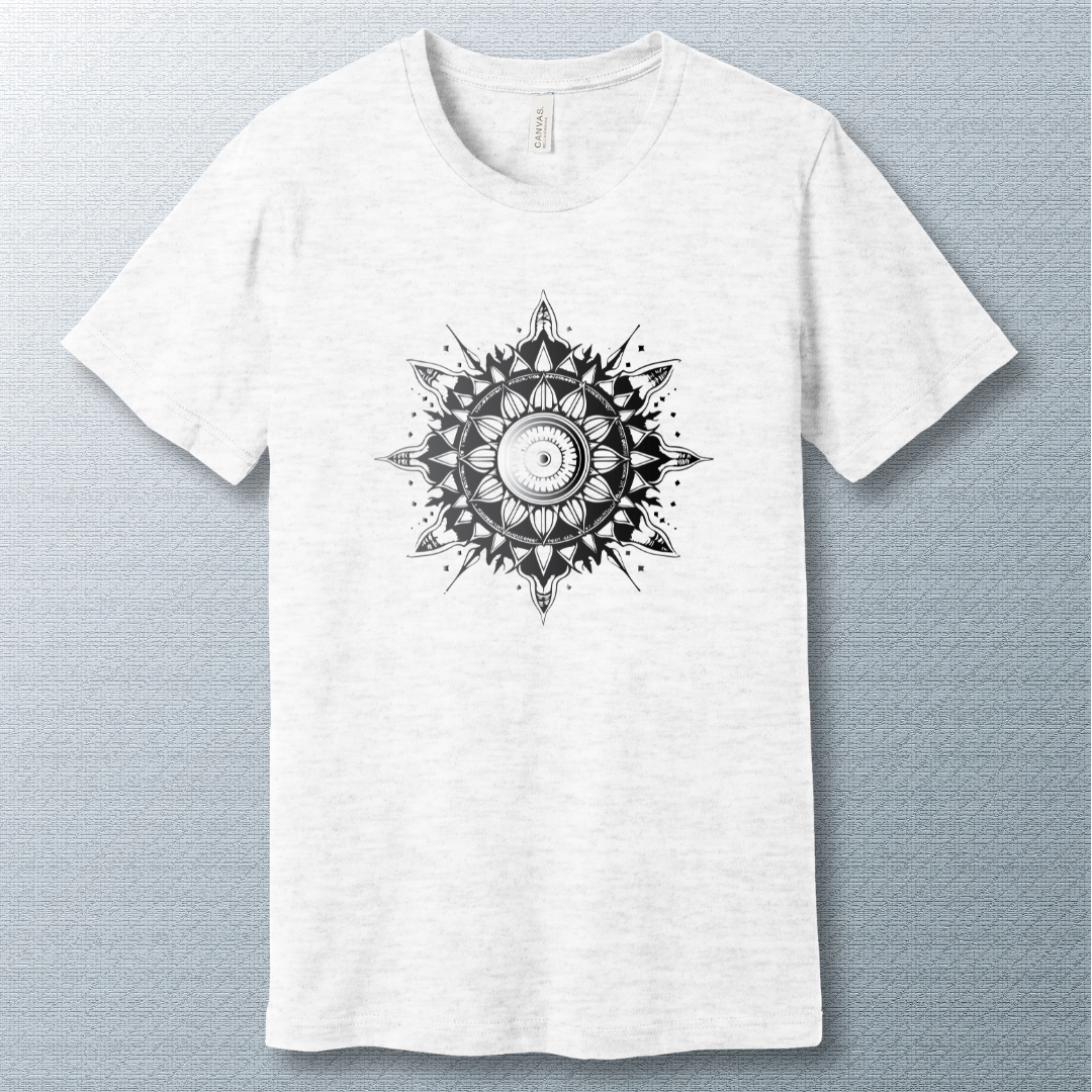 Mandala grey scale sun - T-shirt