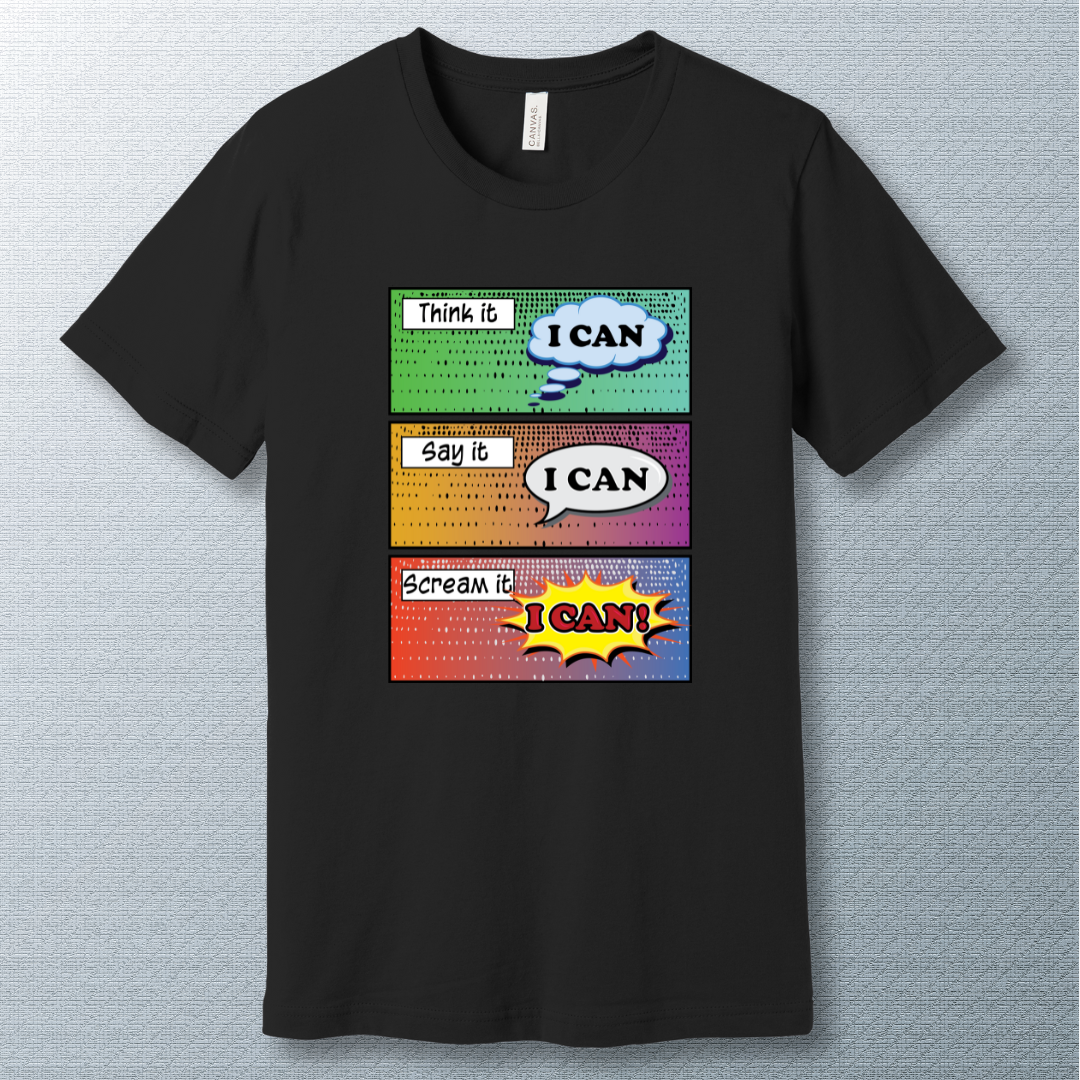 I CAN Comic Tee – Motivational Pop Art Shirt
