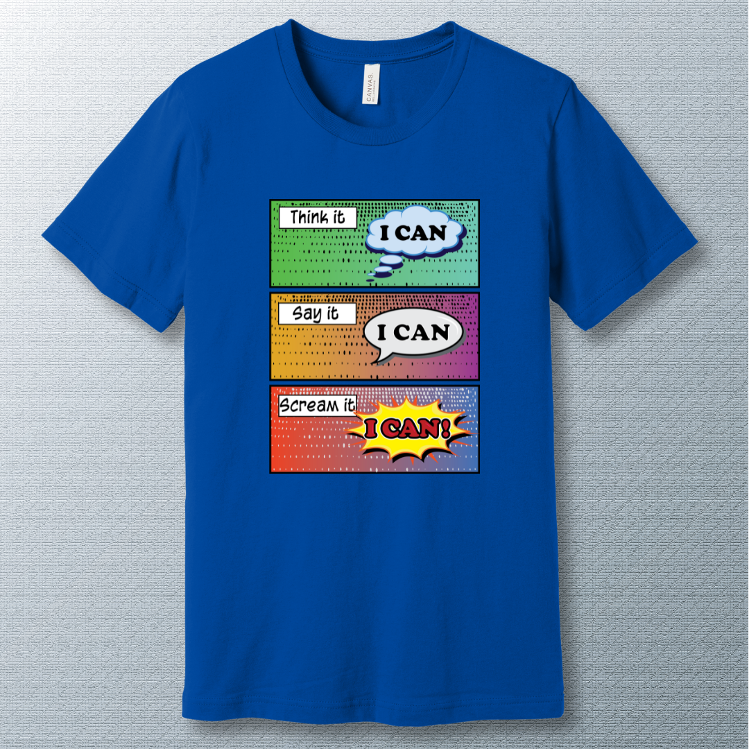 I CAN Comic Tee – Motivational Pop Art Shirt