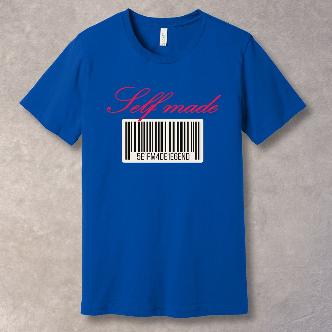 Self Made Barcode Tee – Minimalist Confidence Graphic T-Shirt