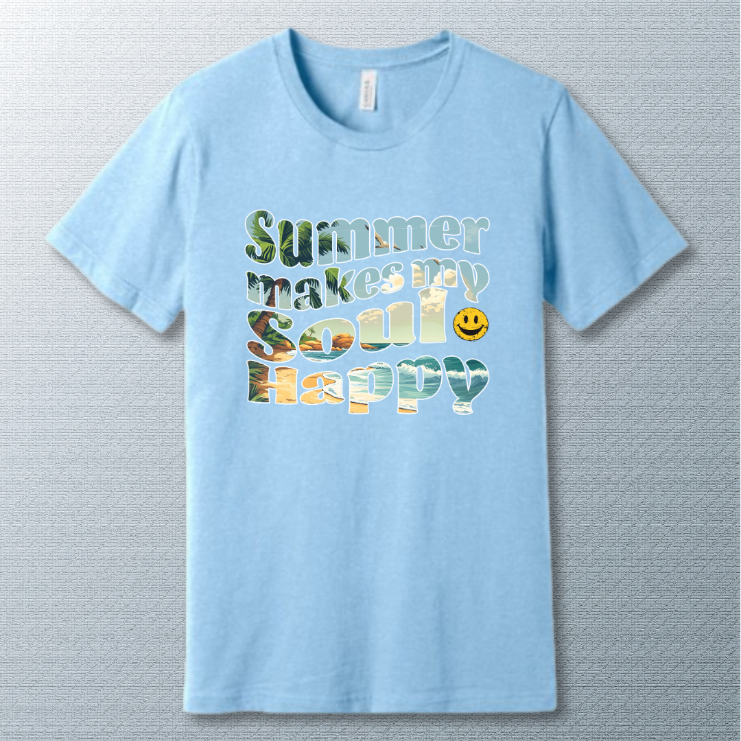 Summer Makes My Soul Happy – Vibrant Beach Vibes T-Shirt