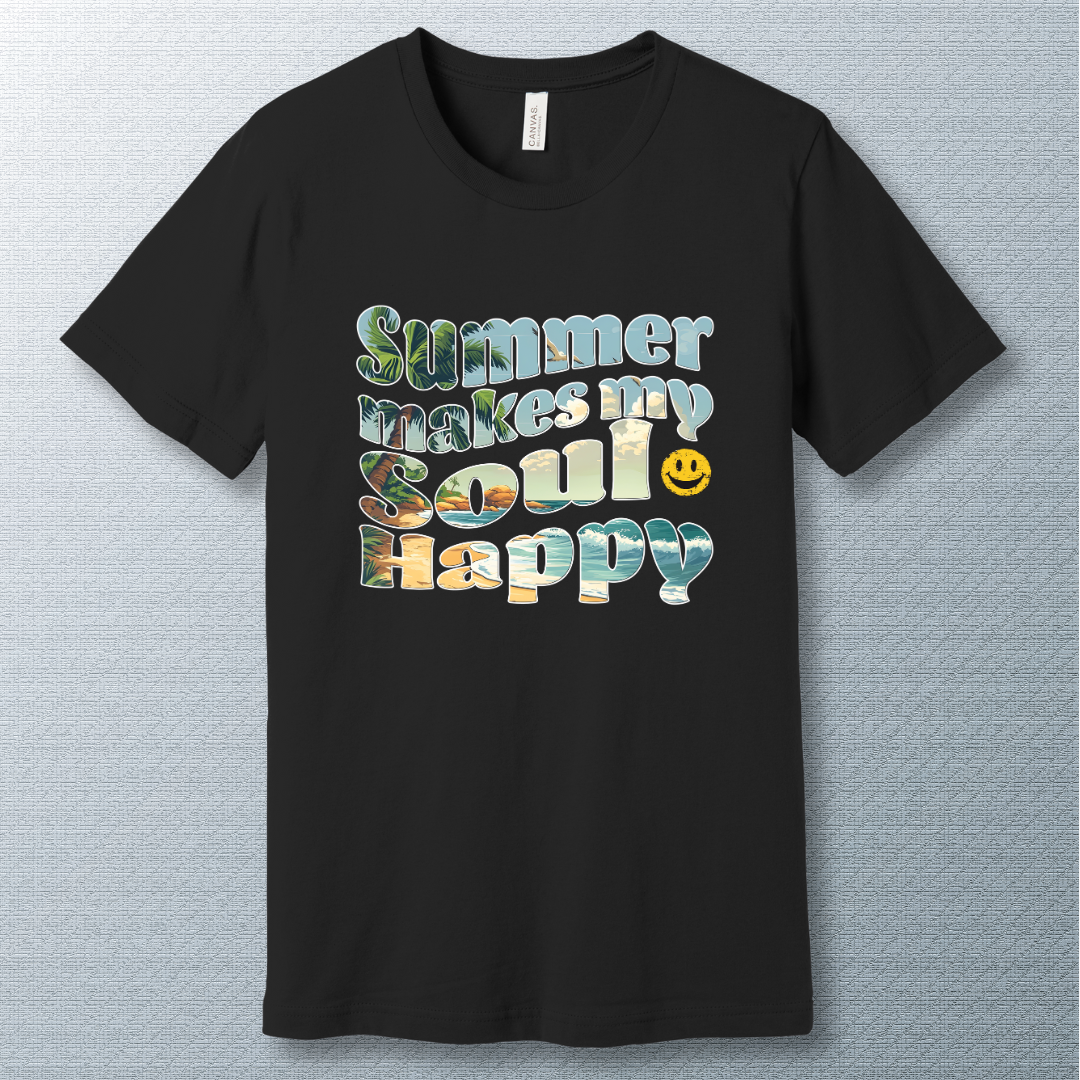 Summer Makes My Soul Happy – Vibrant Beach Vibes T-Shirt