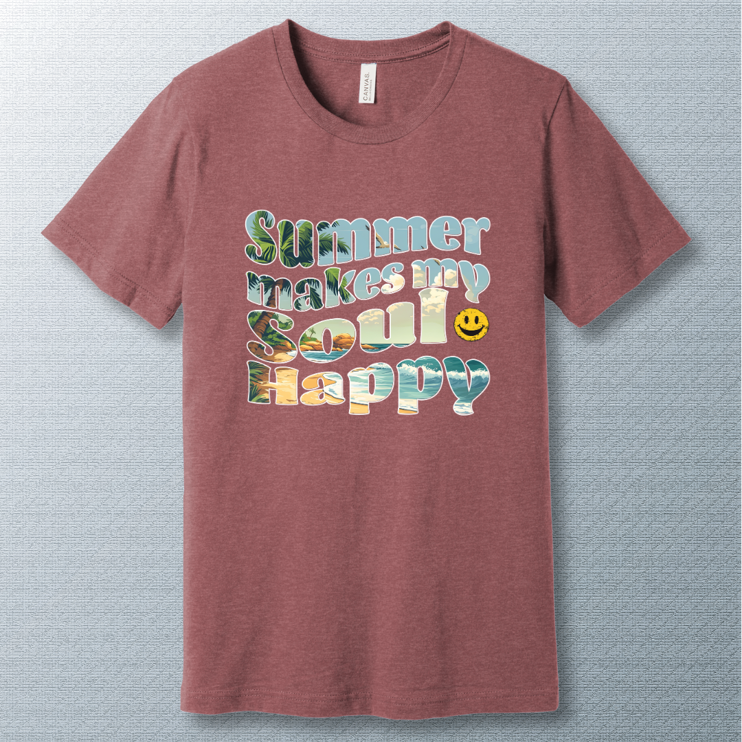 Summer Makes My Soul Happy – Vibrant Beach Vibes T-Shirt