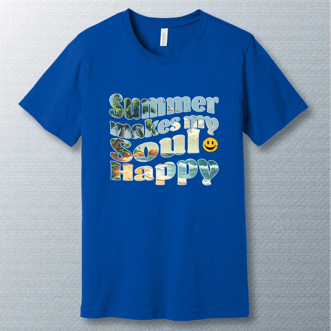Summer Makes My Soul Happy – Vibrant Beach Vibes T-Shirt