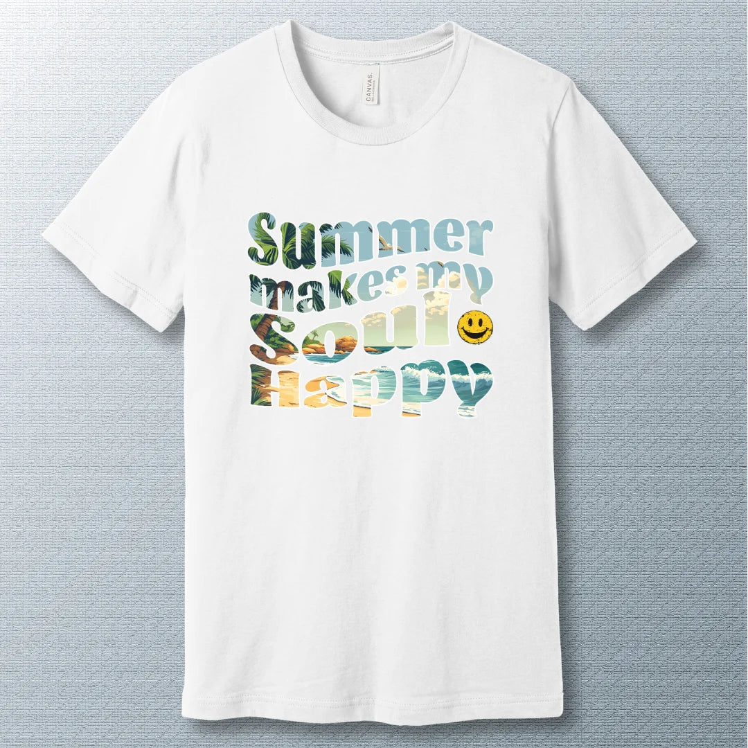 Summer Makes My Soul Happy – Vibrant Beach Vibes T-Shirt