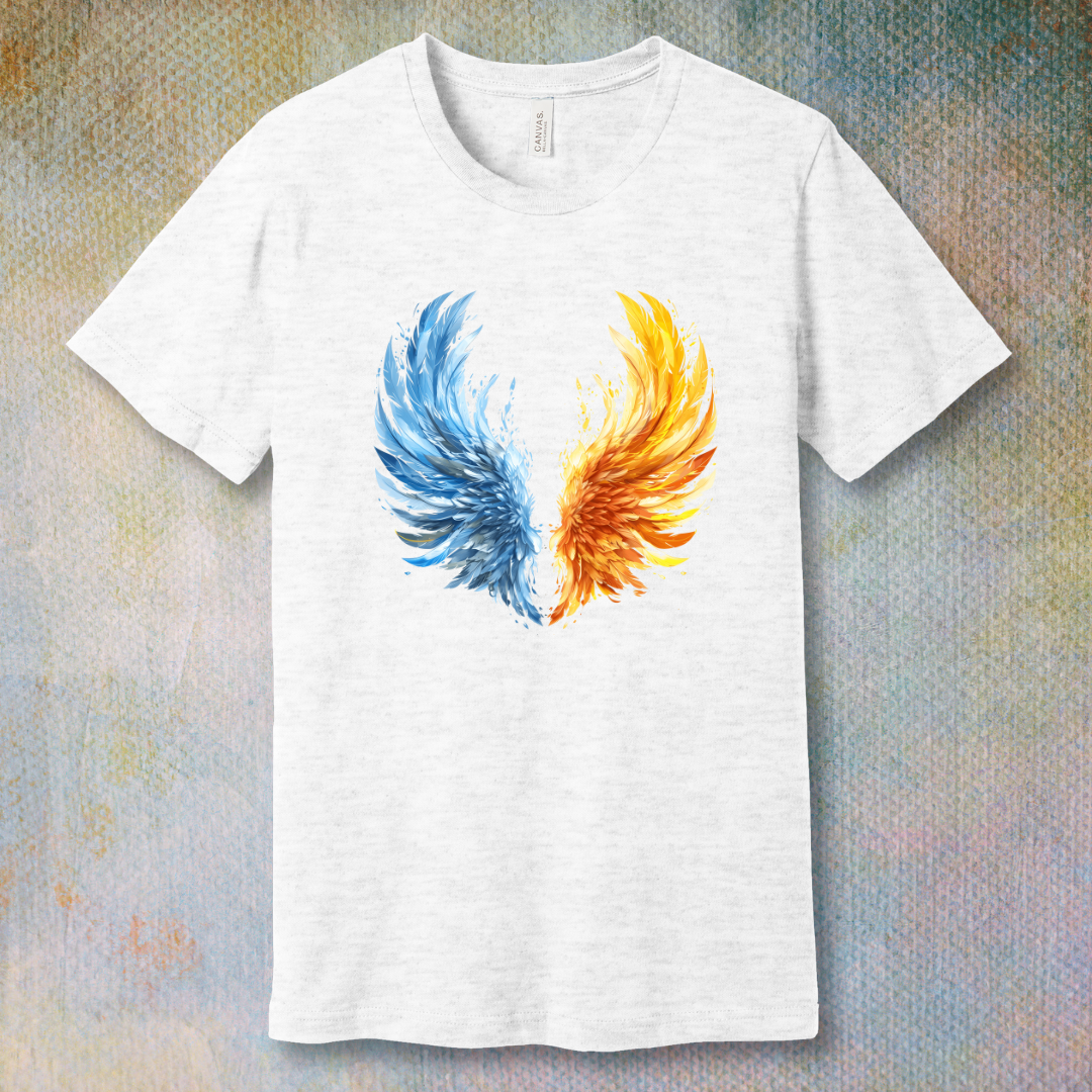 Wings of blue and yellow fire - T-shirt