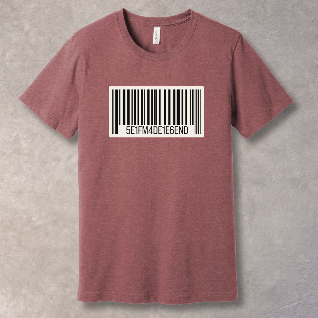 Self-Made Legend Barcode T-Shirt – Minimalist Motivational Tee
