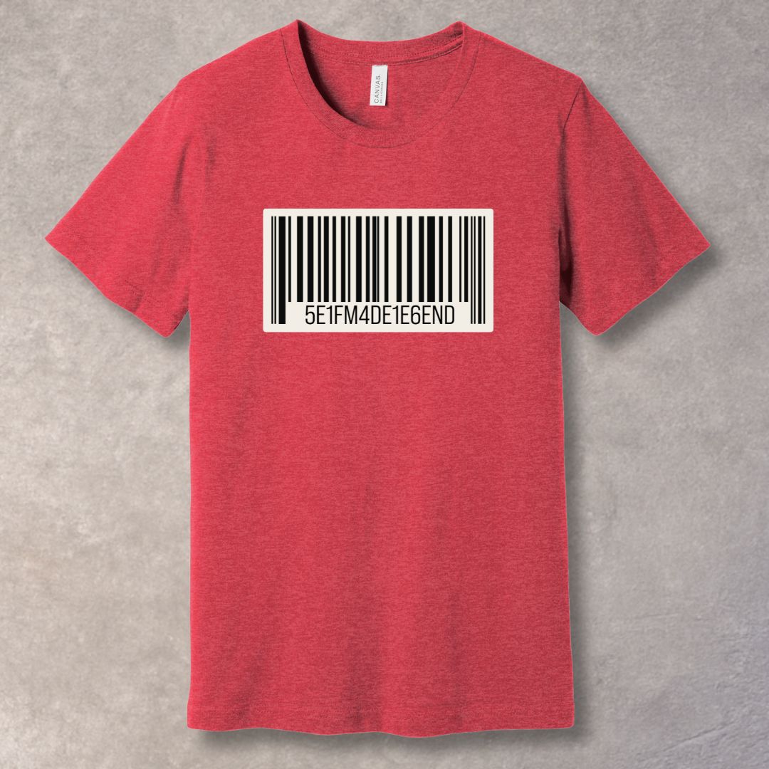 Self-Made Legend Barcode T-Shirt – Minimalist Motivational Tee