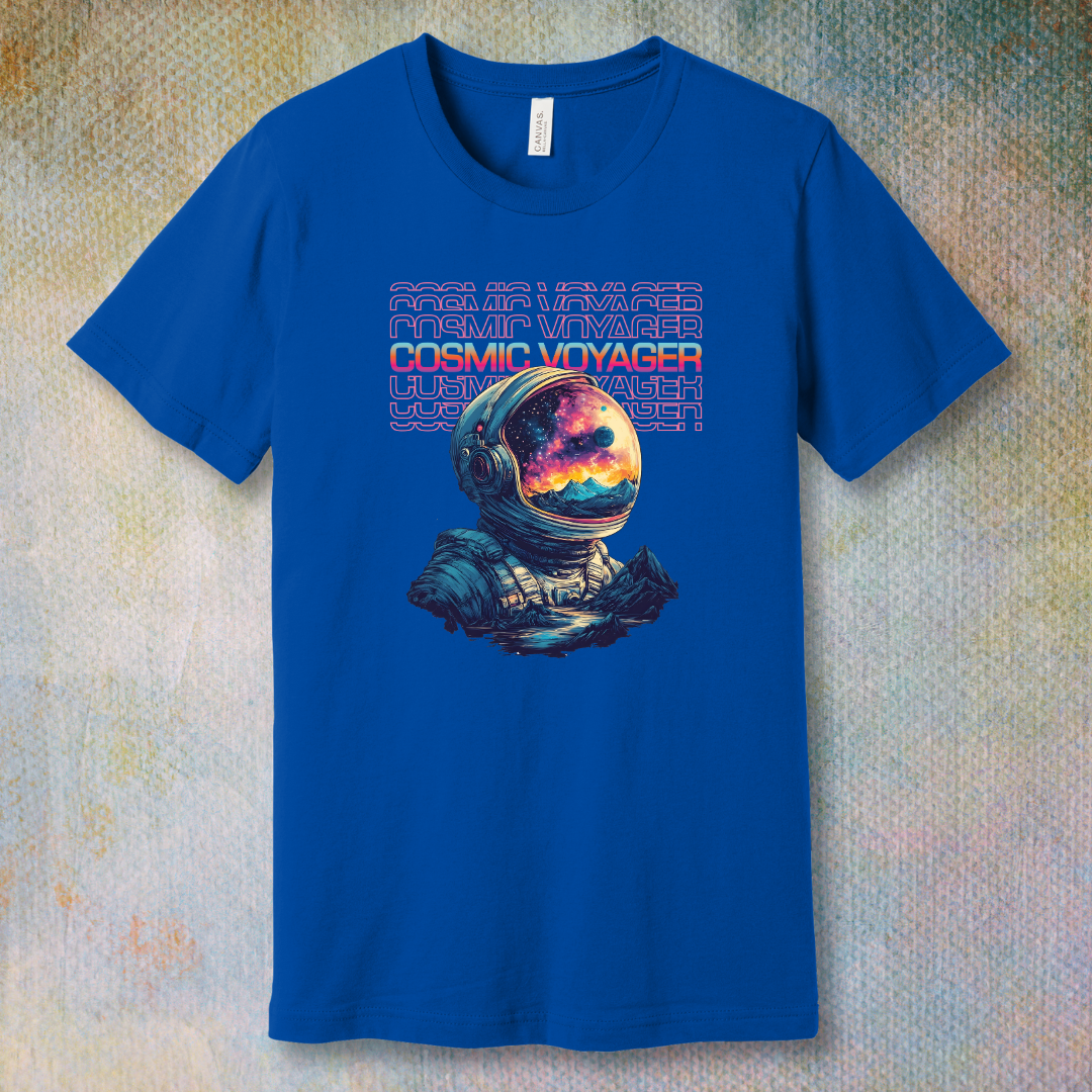Cosmic Voyager – Astronaut Galaxy Reflection T-Shirt