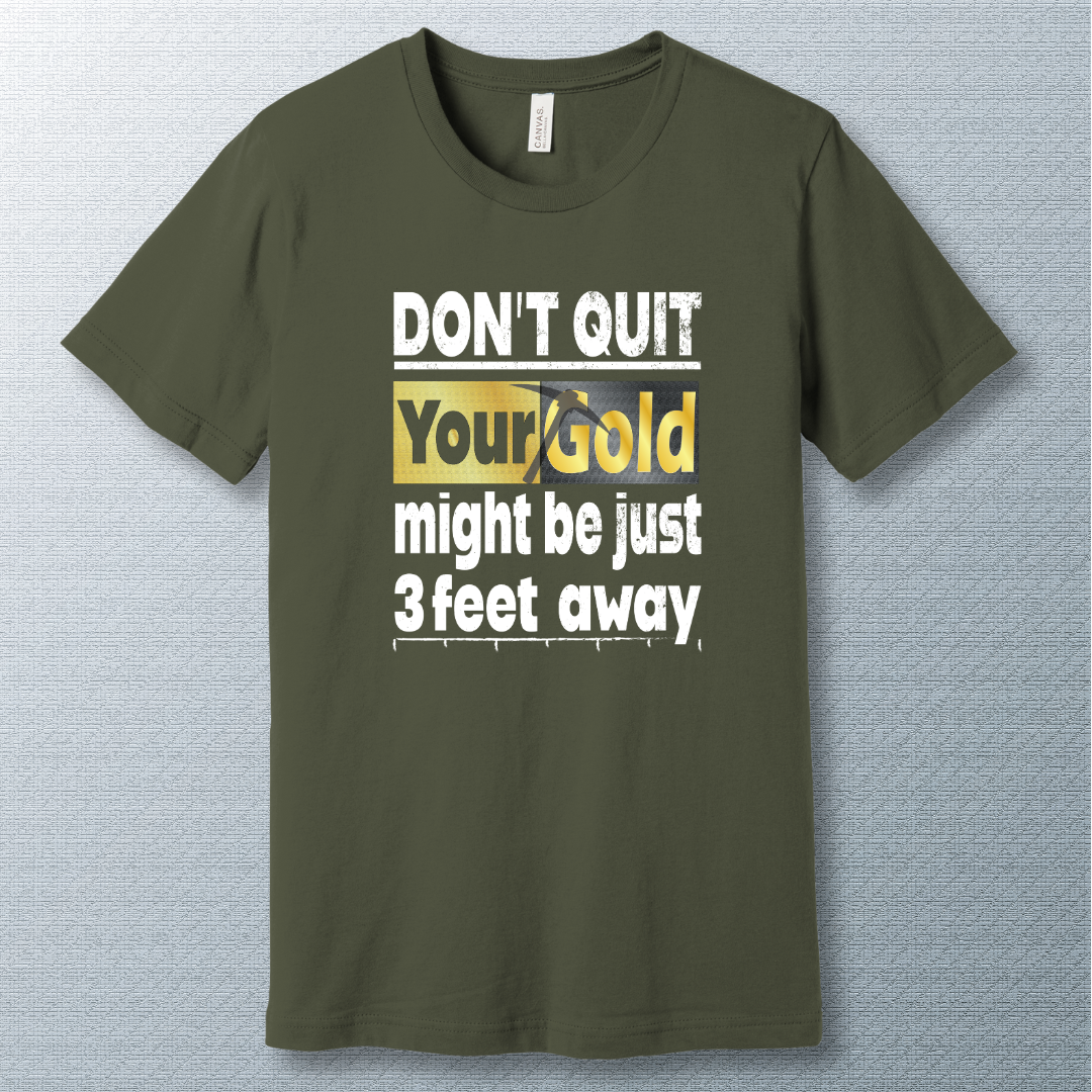 Don't Quit motivational T-shirt in Army – bold white quote design for daily inspiration