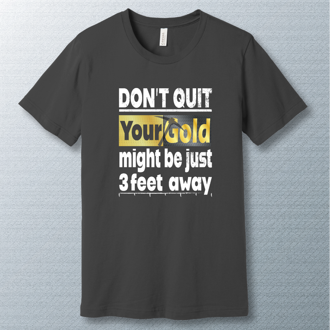 Don't Quit motivational T-shirt in Asphalt – bold white quote design for daily inspiration