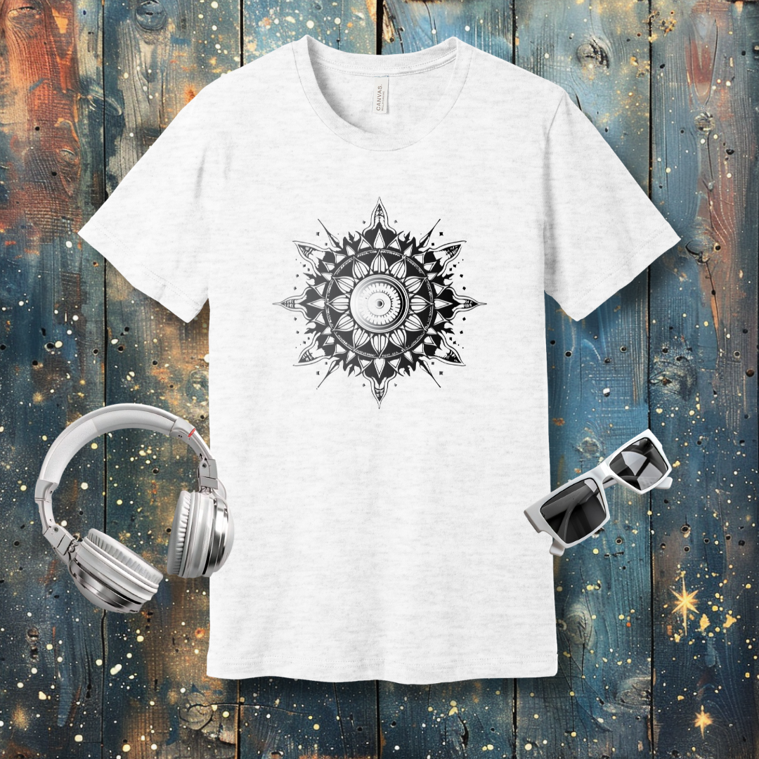 Mandala grey scale sun - T-shirt