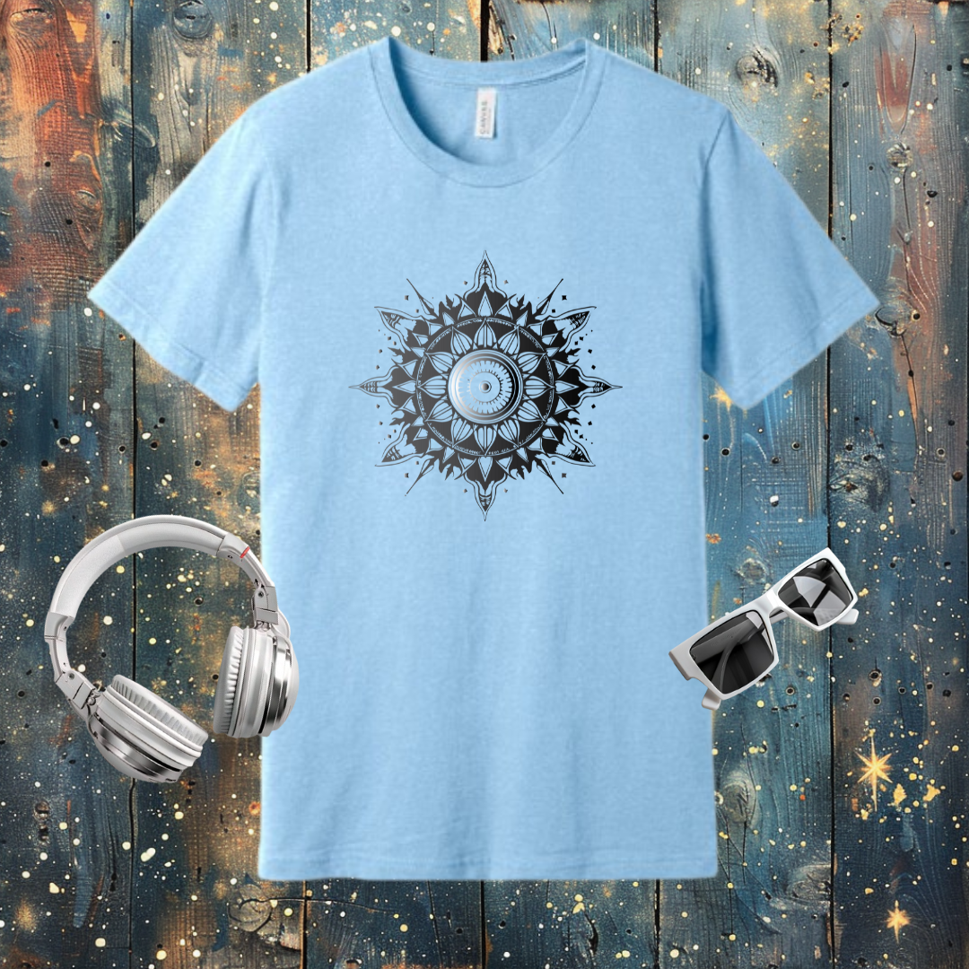 Mandala grey scale sun - T-shirt