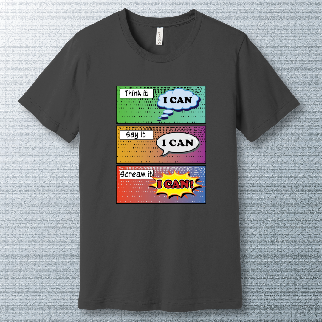 I CAN Comic Tee – Motivational Pop Art Shirt