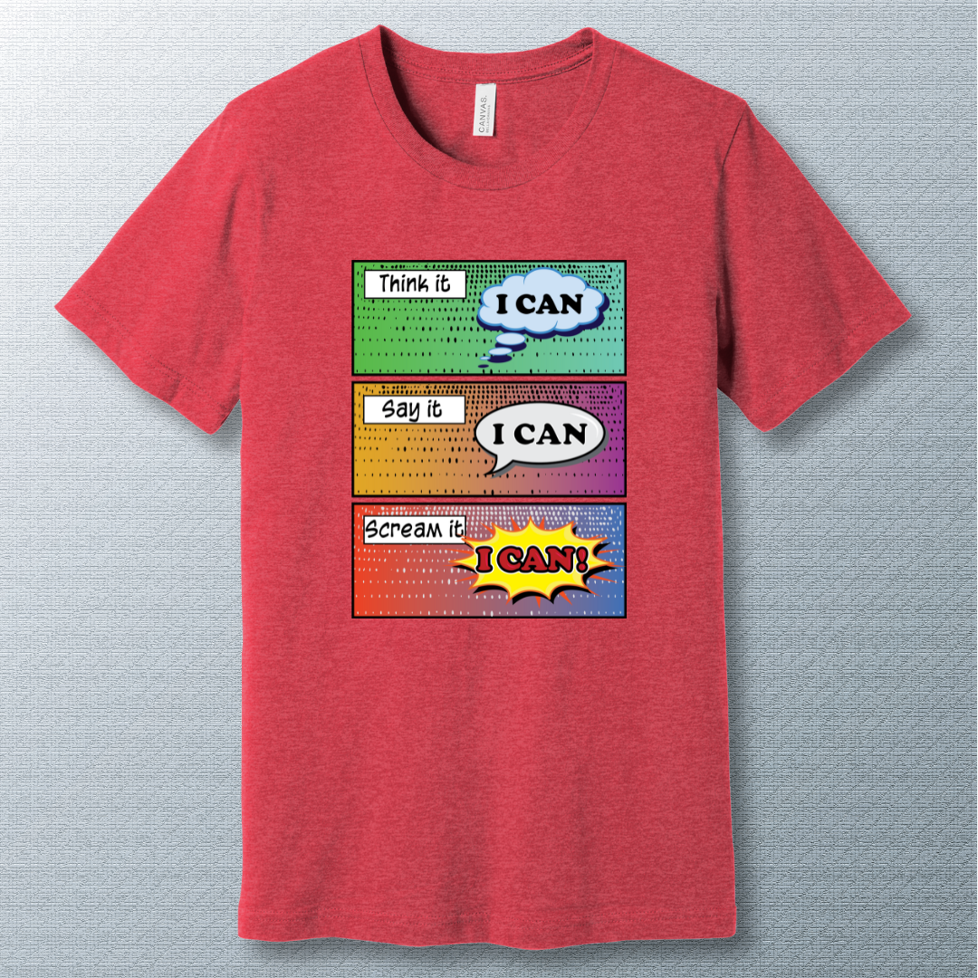 I CAN Comic Tee – Motivational Pop Art Shirt