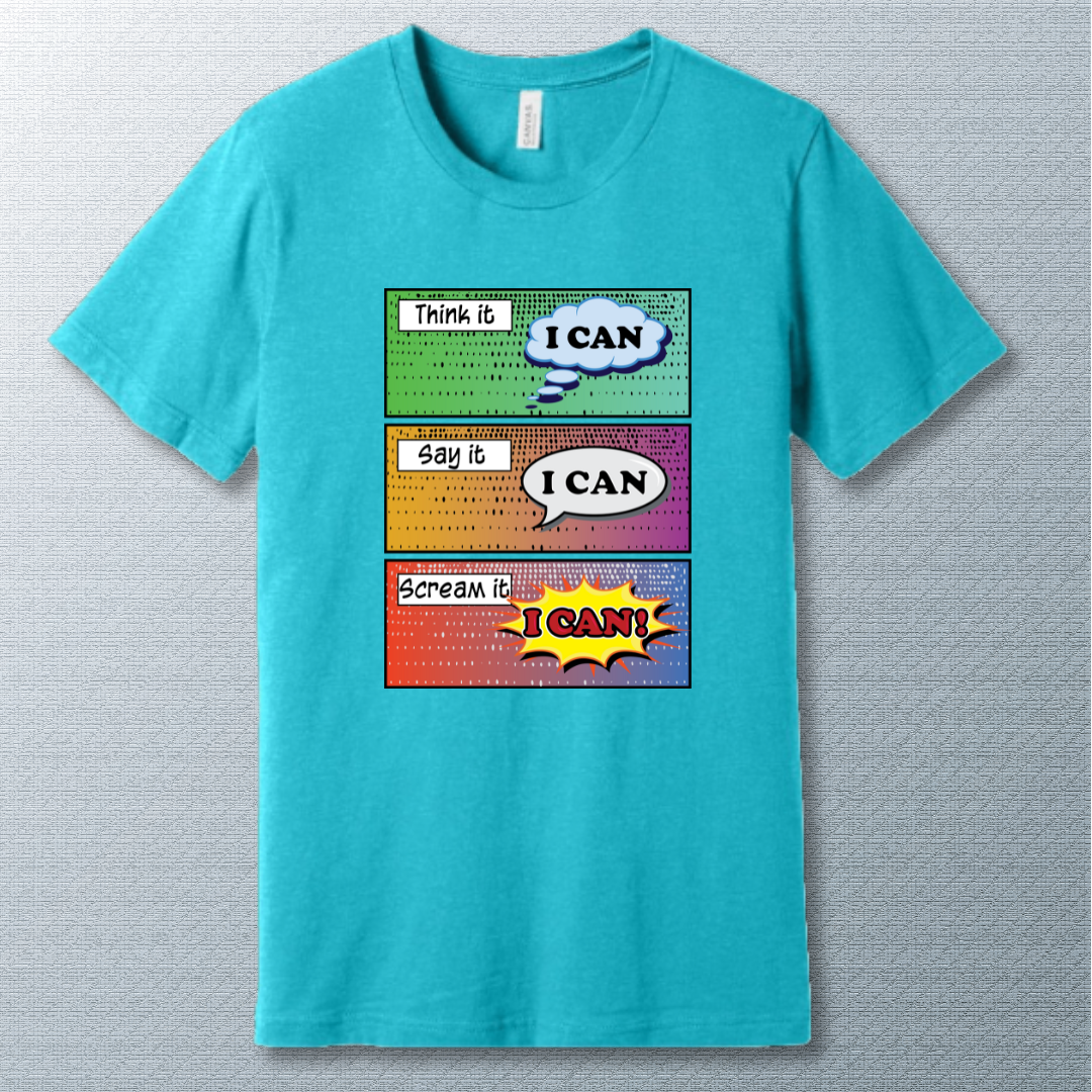 I CAN Comic Tee – Motivational Pop Art Shirt