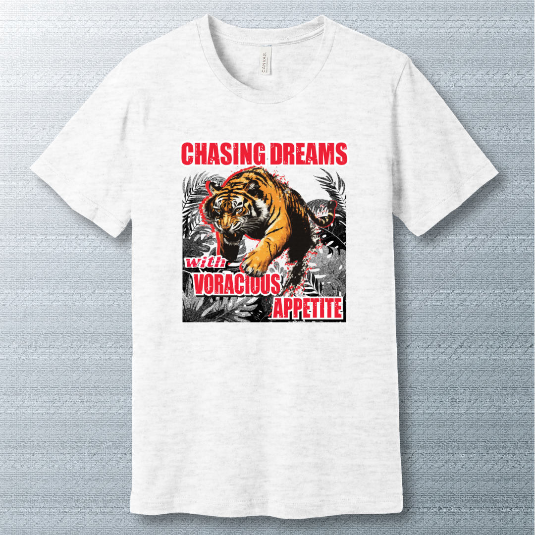 Chasing Dreams with Voracious Appetite – Fierce Tiger Grunge T-Shirt