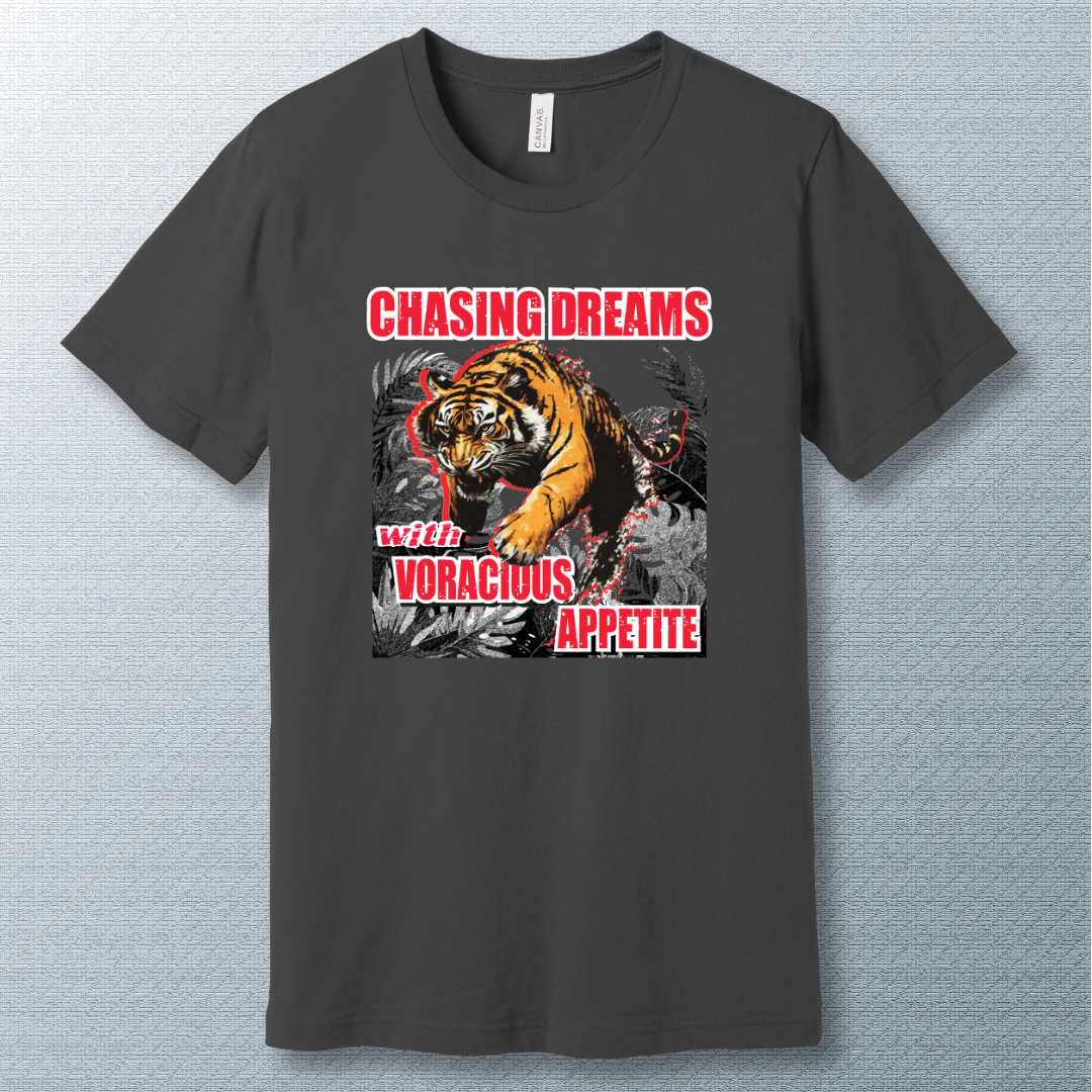 Chasing Dreams with Voracious Appetite – Fierce Tiger Grunge T-Shirt