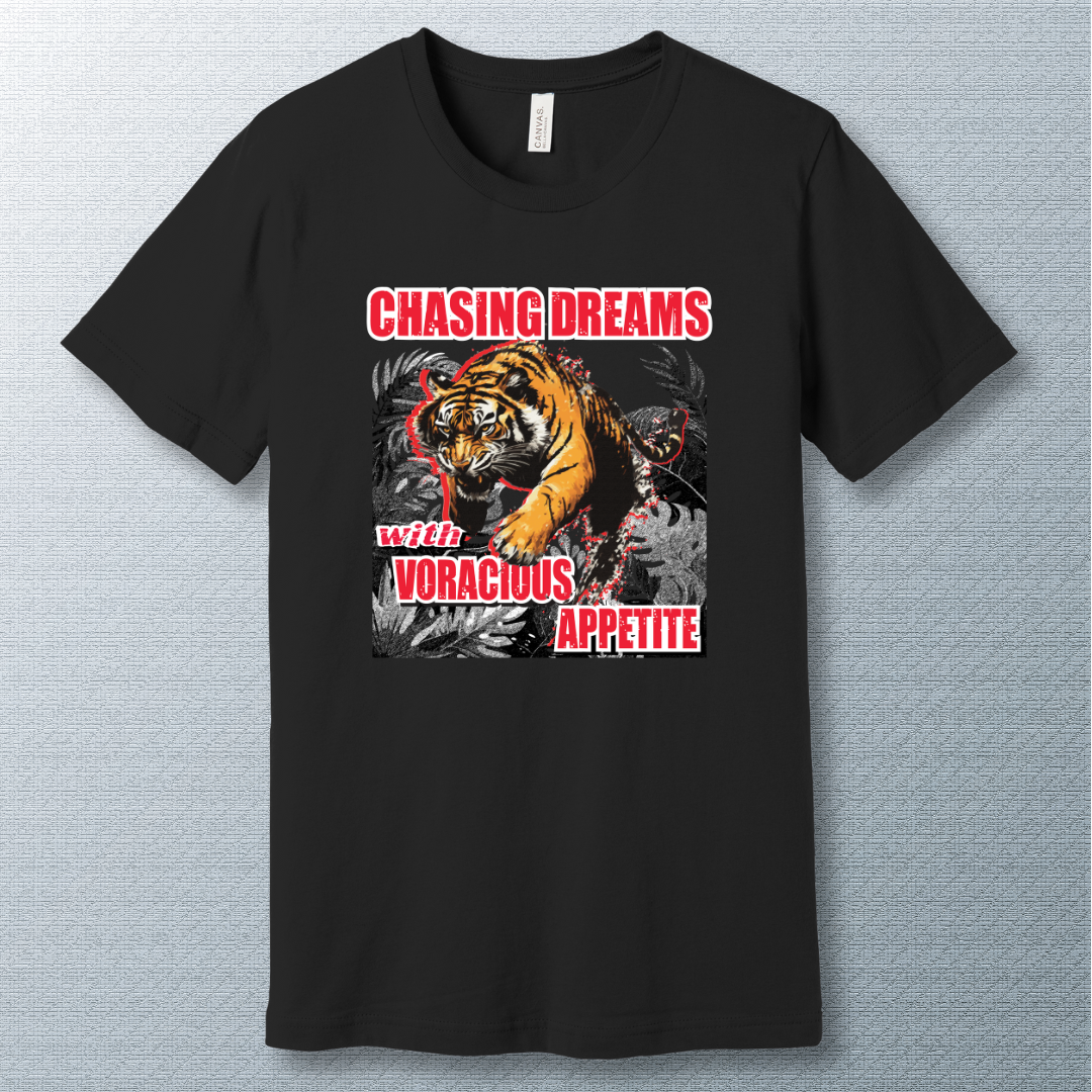 Chasing Dreams with Voracious Appetite – Fierce Tiger Grunge T-Shirt