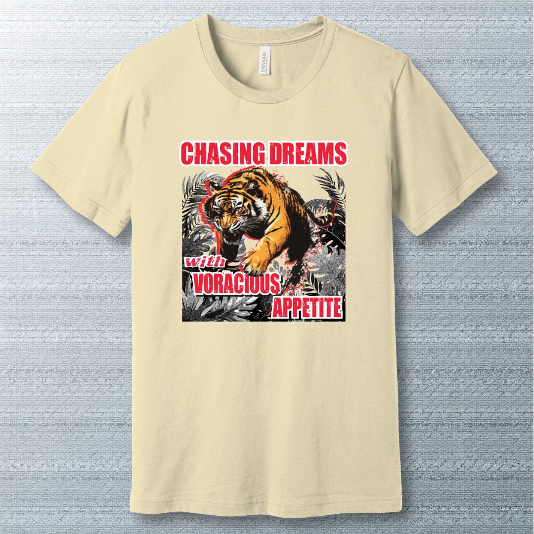 Chasing Dreams with Voracious Appetite – Fierce Tiger Grunge T-Shirt