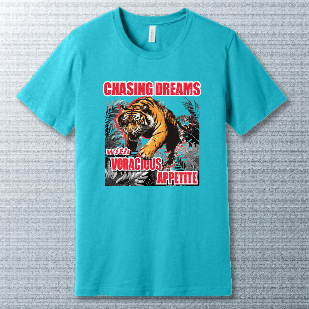 Chasing Dreams with Voracious Appetite – Fierce Tiger Grunge T-Shirt