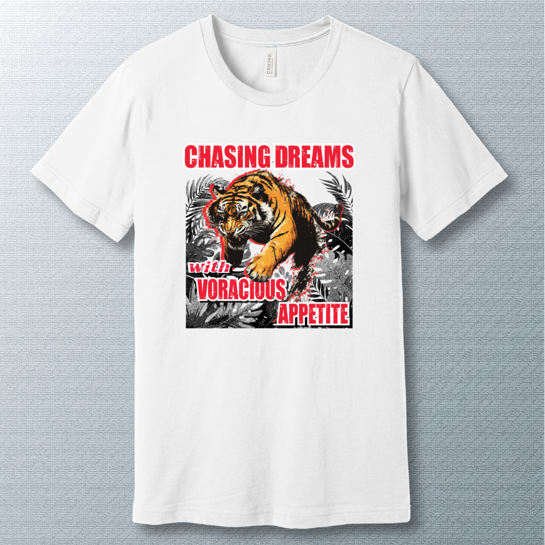 Chasing Dreams with Voracious Appetite – Fierce Tiger Grunge T-Shirt