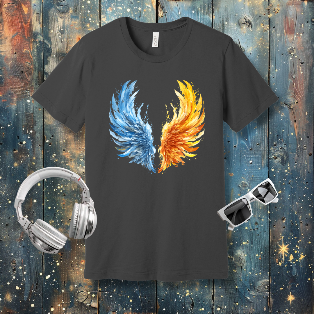 Wings of blue and yellow fire - T-shirt