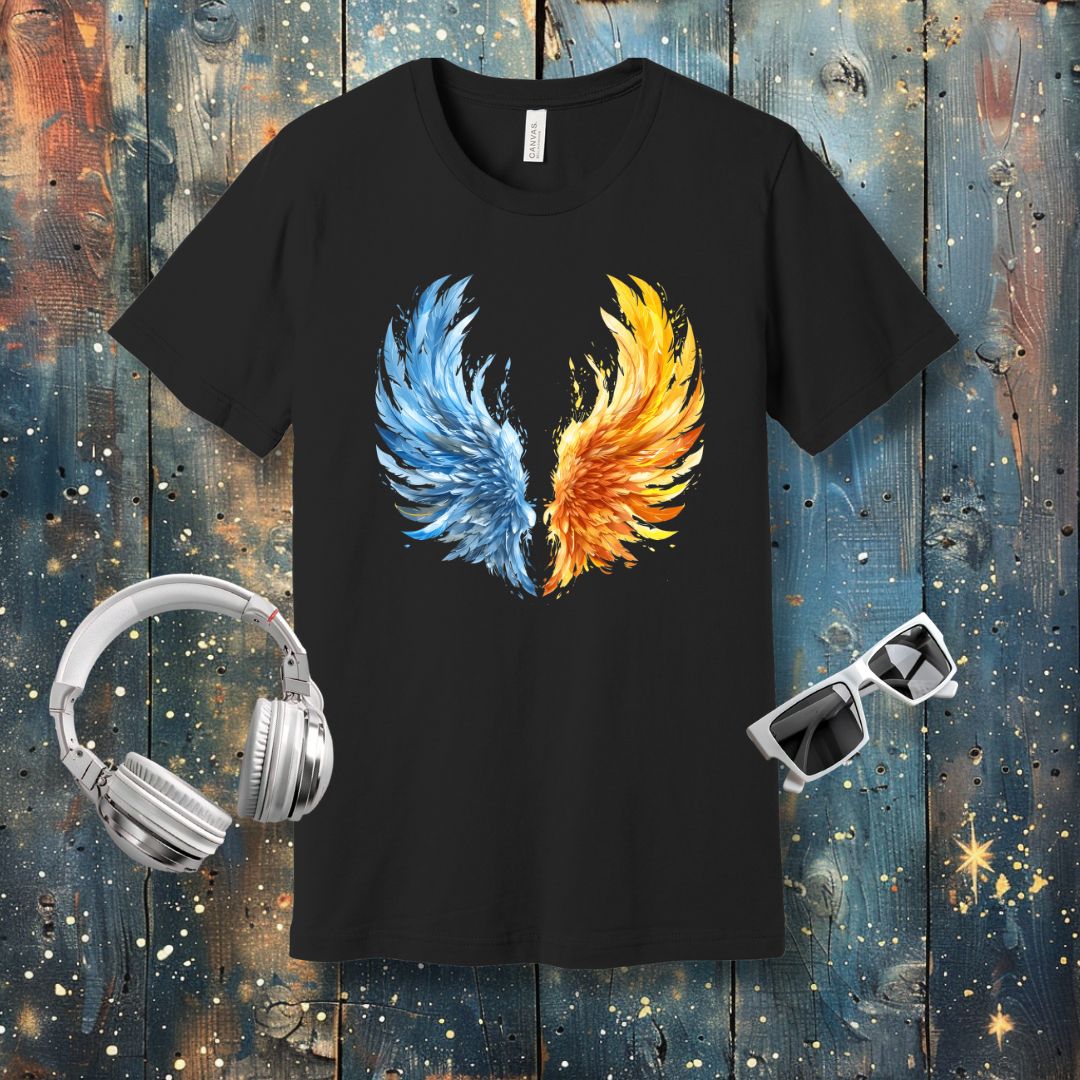 Wings of blue and yellow fire - T-shirt