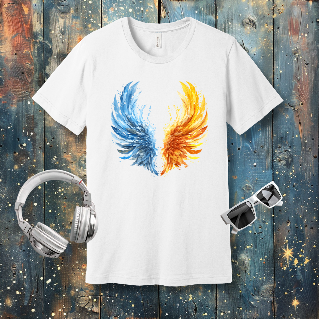 Wings of blue and yellow fire - T-shirt