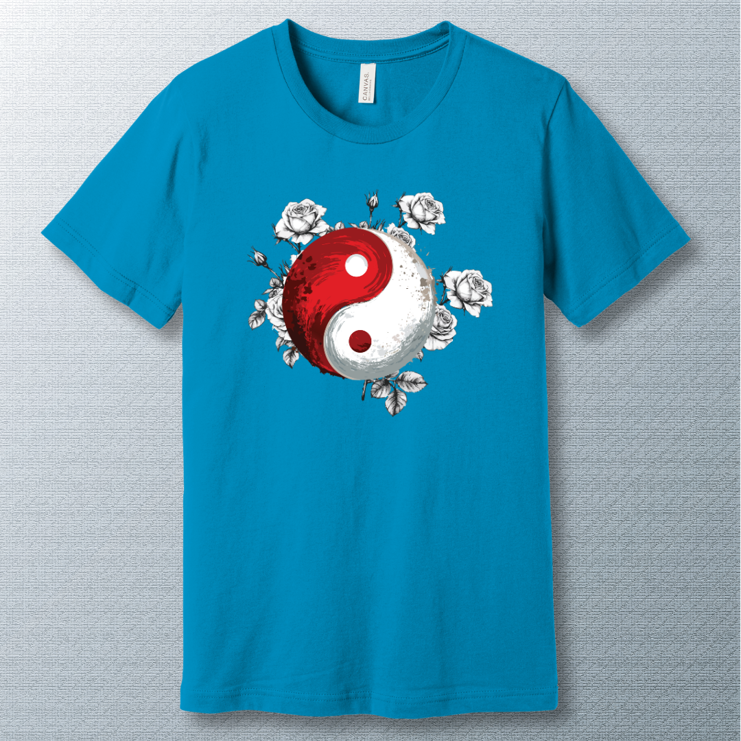 Yin-Yang Roses T-Shirt – Spiritual Floral Art