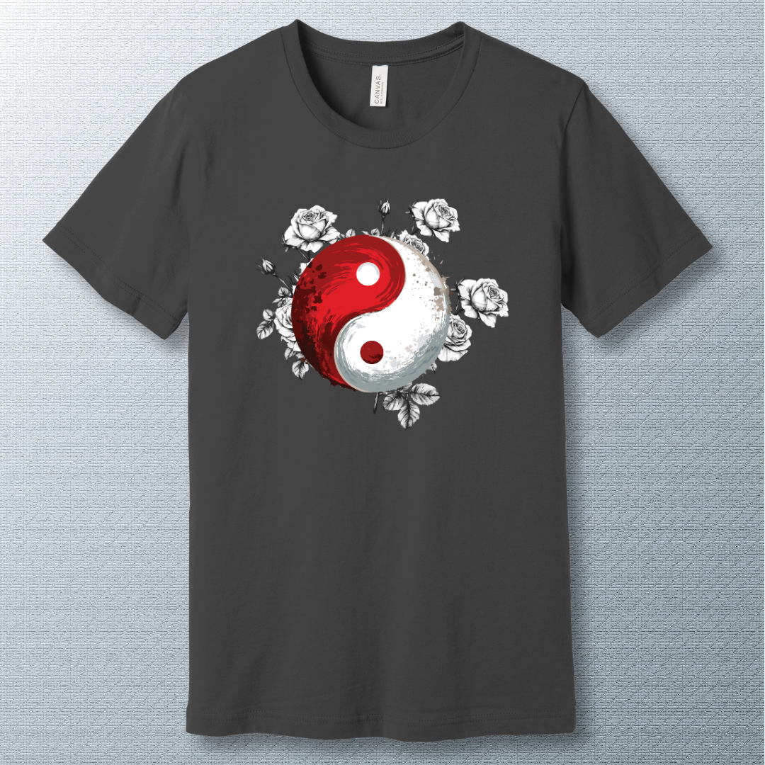 Yin-Yang Roses T-Shirt – Spiritual Floral Art