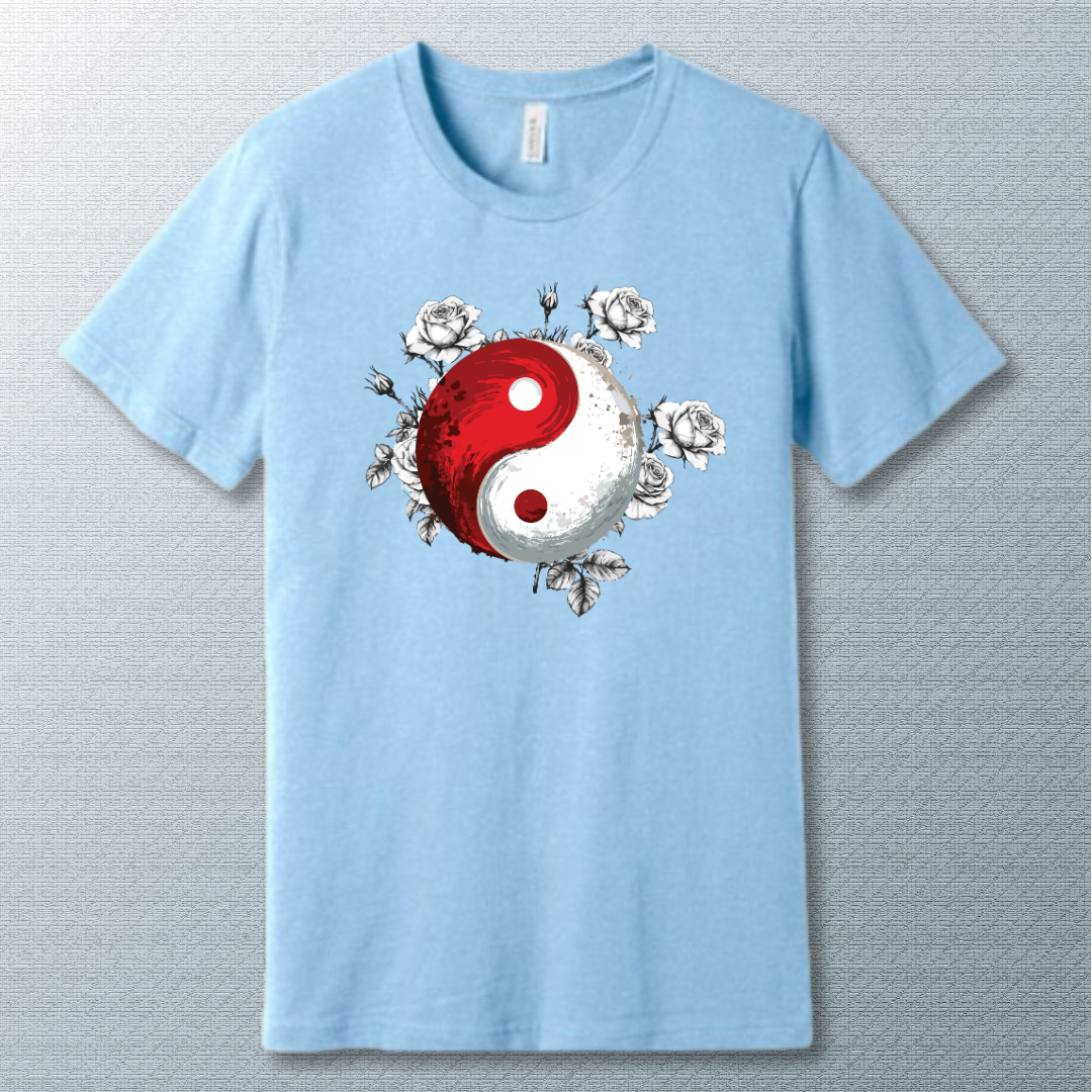 Yin-Yang Roses T-Shirt – Spiritual Floral Art