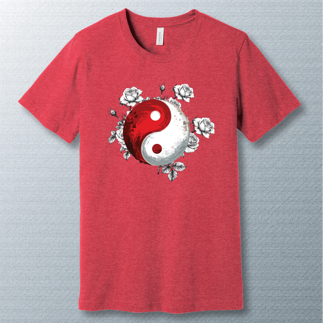 Yin-Yang Roses T-Shirt – Spiritual Floral Art