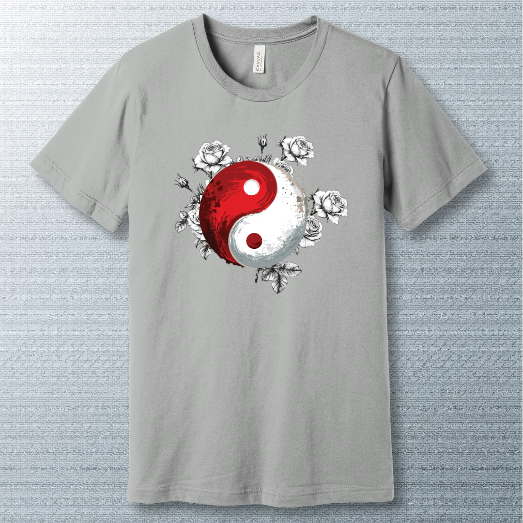 Yin-Yang Roses T-Shirt – Spiritual Floral Art